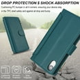 thumbnail image 5 of ELEHOLD for iPhone XR PU Leather Wallet Case, with Card Holder Strap Shoulder Lanyard for Women Men, Durable Zipper Kickstand Cover for iPhone XR,Green, 5 of 10