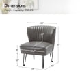 thumbnail image 5 of Classic Faux Leather Side Accent Chair Set of 2 Metal Base Tufted Mid-back Bedroom Living Room Grey, 5 of 8