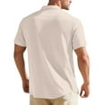 thumbnail image 4 of Inglocry Mens Linen Shirt, Casual Button Up Down Shirts for Men, Beach Short Sleeve Essential Business Top for Summer Khaki 2XL, 4 of 5