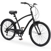 sixthreezero EVRYjourney Casual Edition Men's 7-Speed Sport Hybrid Cruiser Bicycle, 26 In. Bicycle, Matte Black with Black Seat and Black Grips