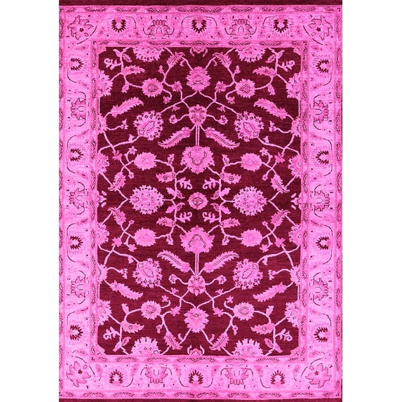 Ahgly Company Indoor Rectangle Oriental Pink Traditional Area Rugs, 7' x 9'