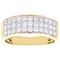 thumbnail image 2 of 14K Yellow Gold Round Diamond 3 Row Statement Wedding Band 8mm Pave Ring 1.37 CT, 2 of 5