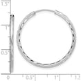 thumbnail image 4 of 14K White Gold Polished And Satin D/C 2.00Mm Endless Hoop Earrings (Width 2) (Length 30) - Jbsp, 4 of 5