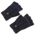 thumbnail image 2 of 1 par de guantes sin dedos para mujer, cálidos, de punto, con solapa y medio dedo., 2 of 4