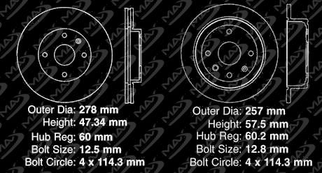 2004 2005 2006 Chevy Epica OE Replacement Rotors w//Ceramic Pads F