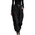 thumbnail image 3 of Ihhxva Women's High Waisted Wide Leg Cargo Pants Stretch Multi-Pockets Belted Summer Casual Work Daily Wear S-2XL, 3 of 7