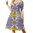 thumbnail image 2 of Azulejos portugueses. Vestido de verano de manga corta para mujer., 2 of 7