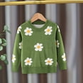 thumbnail image 4 of Odeerbi Infant Boys Girls Flower Sweater Kids Knit Sweaters 2025 Fashion Chunky Sweater Crewneck Pullover Jumper Tops Green 7-12 Months, 4 of 7
