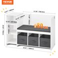 thumbnail image 2 of VEVOR Kids Reading Nook Bench 6-Cubby Storage Bookshelf with Seat Cushion White, 2 of 9