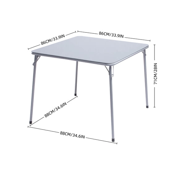 YINYUN 34-Inch Folding Card Table Plastic Table Portable Square Bar Table Perfect for Parties and Backyard Events, Gray