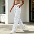 thumbnail image 4 of Tqcoqu Cargo Pants for Women Baggy - Drawstring Elastic Waist Multi-Pocket Cargo Pants with Ankle Ties Y2K Festival Outfits Hiking Camping,White Women's S-XXXXXL, 4 of 8