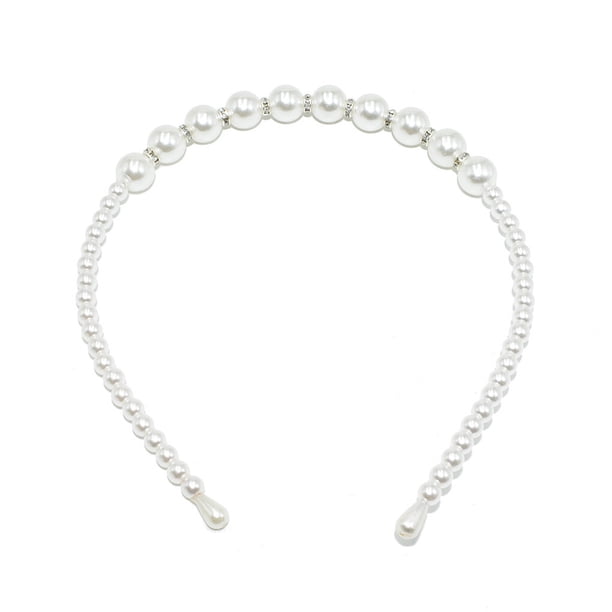 Qarigey Diadema blanca exquisita Bandas para la cabeza universales Scrunchie Holder Accesorio de moda Diademas para mujeres 18 mm, 4 perlas Ropa, zapatos y accesorios Miscelánea 10 perlas grandes