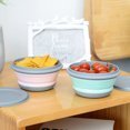 thumbnail image 3 of 3pcs Folding Bowl Outdoor Camping Tableware Sets Lunch Box Portable Salad Bowl with Lid, 3 of 5