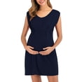 thumbnail image 3 of gakvbuo Maternity Dress For Women Plus Size Summer Baby Shower Pregnancy Dresses For Photoshoot Maternity Clothing Woman Summer Round Neck Leeve Solid Color Sexy Fashion Maternity Elegant Dress, 3 of 6