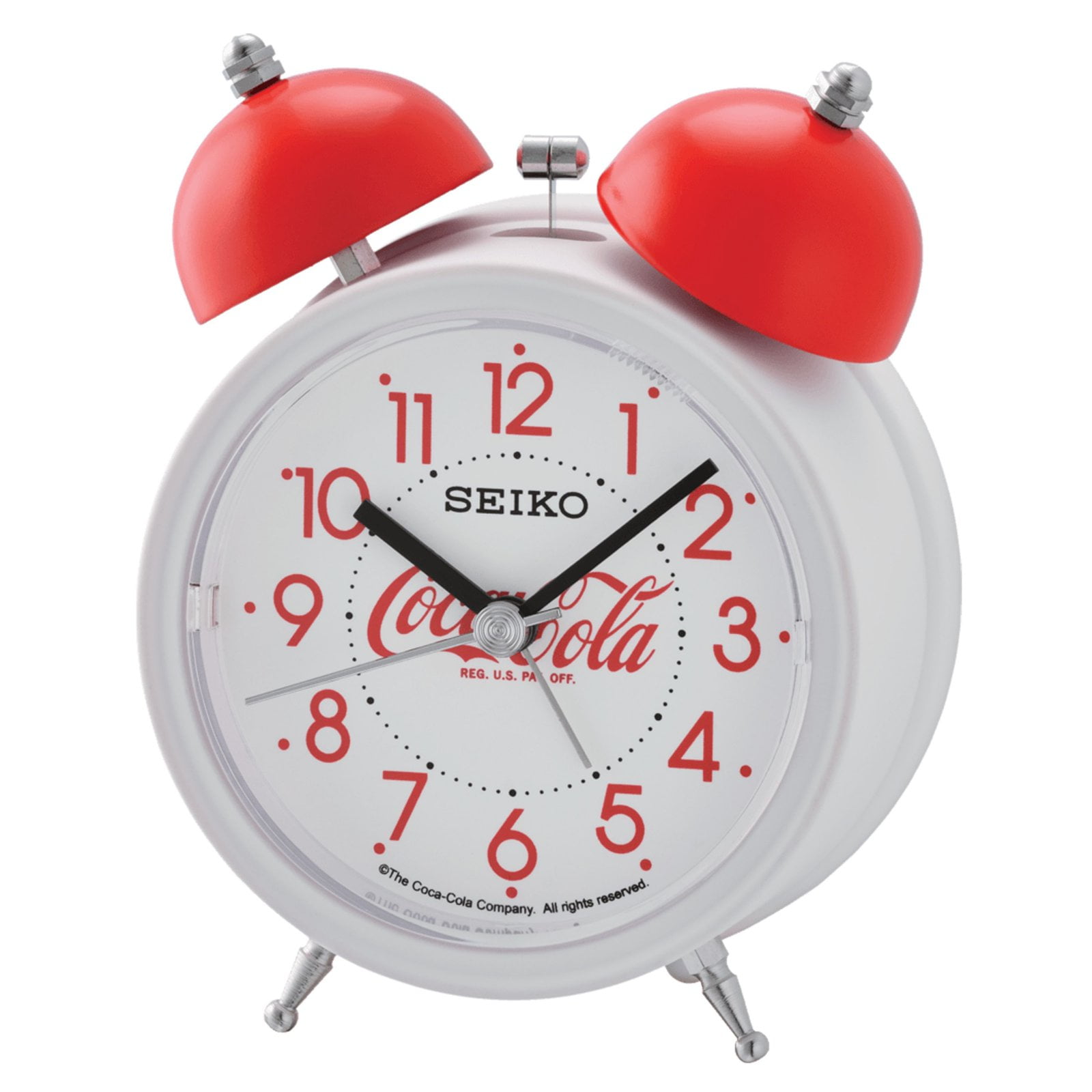 Seiko Deux Bell Alarm Clock by CocaCola®, White & Red w/ Dual Bell