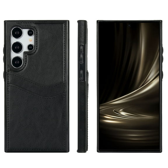 Allytech Wallet Case for Samsung Galaxy S24 Ultra - 2 Card Holder - Military Grade Drop Protection - Ultra Slim & Protective - Premium PU Leather Shockproof Phone Case for Women & Men - Black