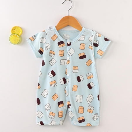 BXSRUTA Newborn Baby Onesie Short Sleeve Cotton Romper Soft Breathable Infant Clothes Summer Everyday Wear Snap Closure