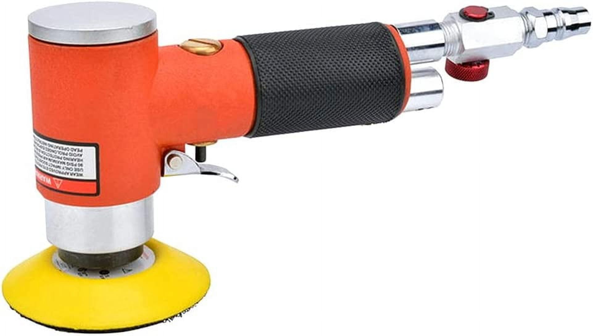 Mini Air Polisher 2/3 Inch Random Orbital Small Pneumatic Sander Eccentric Polisher Sandpaper Machine Automatic Beauty Power Tool (16000RPM) (2'' 3'' Pitted Texture Orange Air Sander)