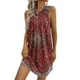 thumbnail image 1 of FASHIONWT Women Retro Bohemian Floral Print Loose Mini Pullover Dress, 1 of 8