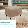 thumbnail image 3 of Topchances 1-Piece Velvet XL Ottoman Stretch Slipcover, Light Brown, 3 of 7