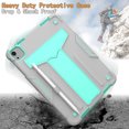 thumbnail image 2 of Allytech iPad Air 5 Case, iPad Air 4 Case, Rugged Heavy Duty Protective Build in Kickstand Feature Kids Friendly Anti-scratch Drop Proof Case Cover for Apple iPad Air 5th 4th Gen 10.9", Black/Aqua, 2 of 3