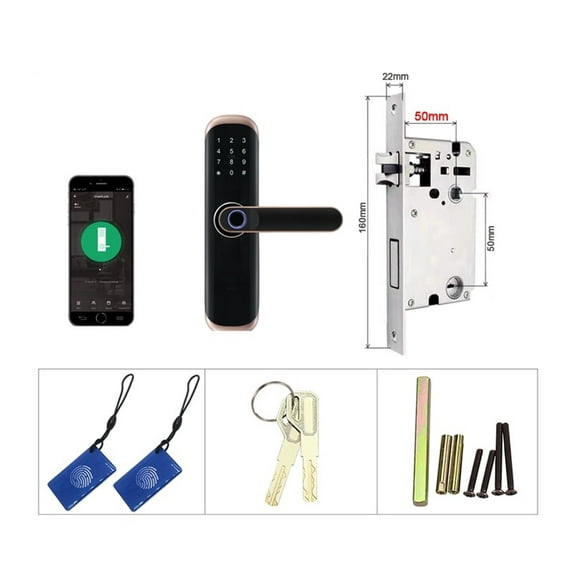 Hotel Fingerprint Door Lock WiFi Bluetooth Remote Control Electronic Unlock Digital IC Card Smart Lock Dual Latch ,Easy to Installation and Use