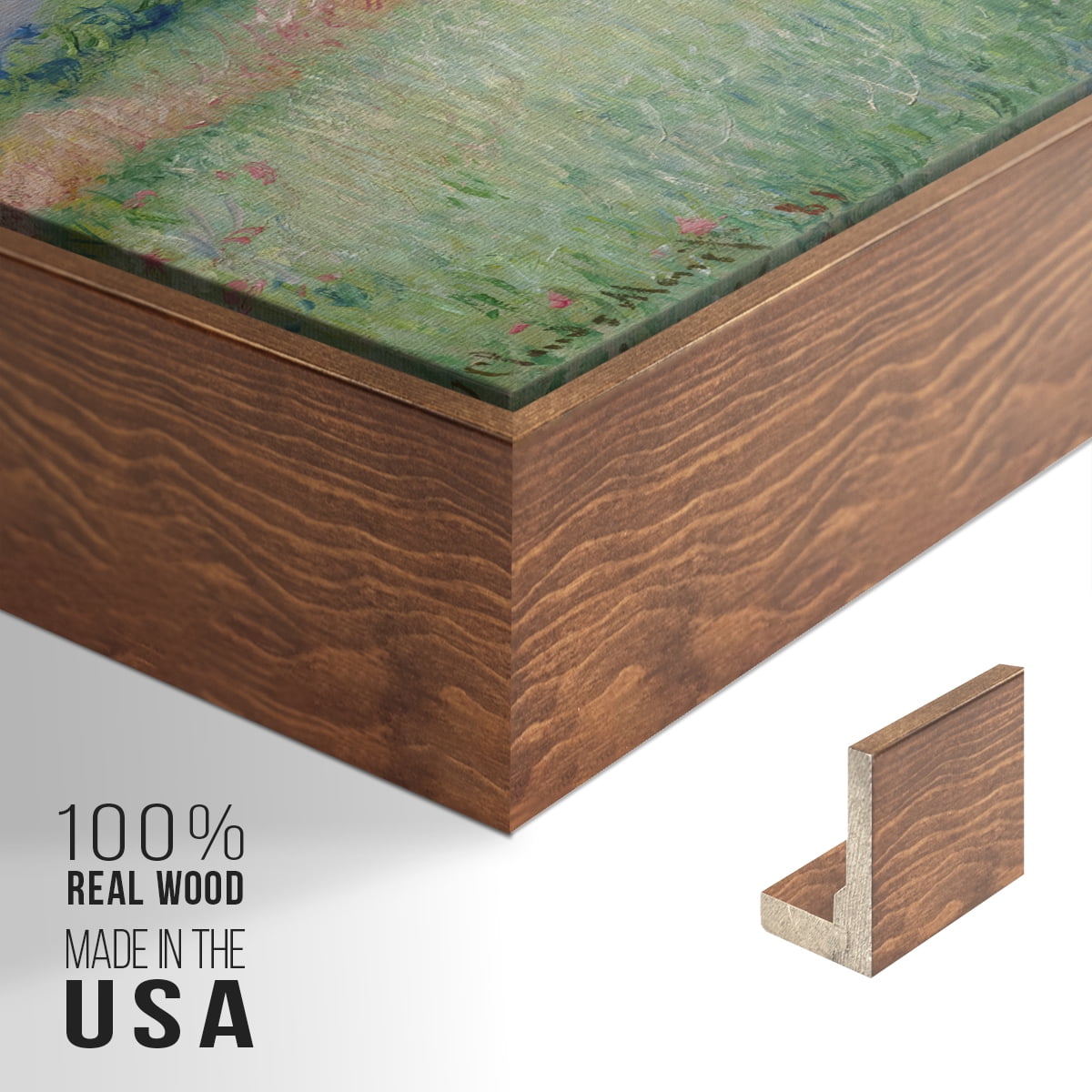 Vintage Landscape-C By Wexford Home Framed in Walnut Wood Gallery Wrapped Canvas 17 in. x 25 in.