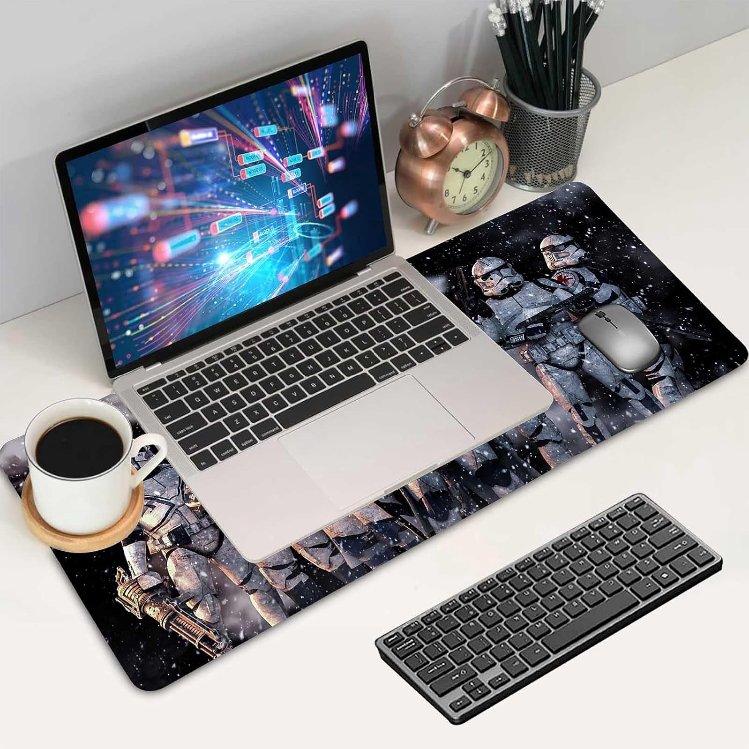 Extra Large Gaming Mouse Pad Design Desk Pad XXL,Mousepad with Non-Slip Rubber Base & Stitched Edges Mouse Mat,Portable Desk Mat for Computer Keyboard Mice Laptop and PC,31.5X15.7 inches
