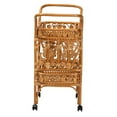 thumbnail image 3 of Pemberly Row Modern Bohemian Natural Brown Rattan Kitchen Cart, 3 of 9