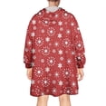 thumbnail image 2 of Wearable Oversized Blanket,Red Christmas Snowflake Pattern Wearable Blanket Hoodie for Adults,Cozy Hooded Blankets with Super Pockets,Super Warm Fuzzy Pullover for Women & Men, 2 of 6