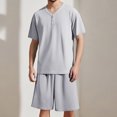 thumbnail image 2 of JTieacloth Men's Nightshirts Men's Summer V Neck Short Sleeve Top And Shorts Casual Style Pajama Loungewear Set Gray, 2 of 5