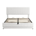 thumbnail image 3 of Queen Size Upholstered Bed with Hydraulic Storage System and LED Light, Modern Platform Bed with Sockets and USB Ports, White 32AAK, 3 of 9