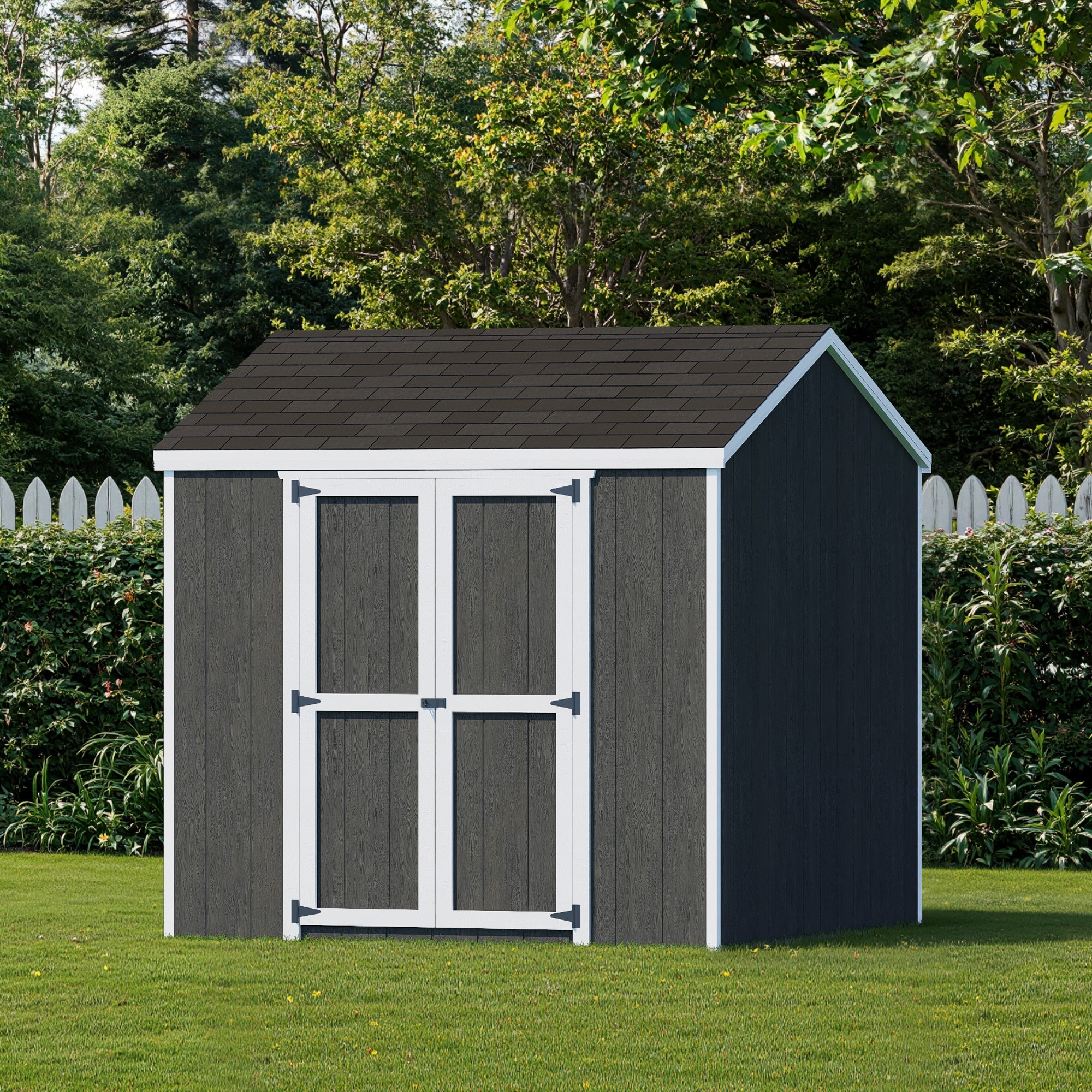 Little Cottage Co. 8x8 Value Gable Shed with Side Entry, Outdoor Wood Storage Do-It-Yourself Kit