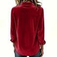 thumbnail image 5 of ClodeEU Women's Velvet V Neck Button Down Long Sleeve Shirt,Casual Slim Blouse ,Women's Plus M, 5 of 6