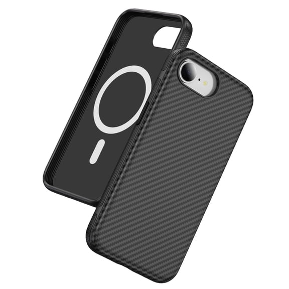 Clear Carbon Phone Case for iPhone 16e, Ultra Slim Anti Yellow Translucent Case with Magnetic, Compatible with MagSafe, Drop Protective Non Slip Lens Protecting Case Cover, Black