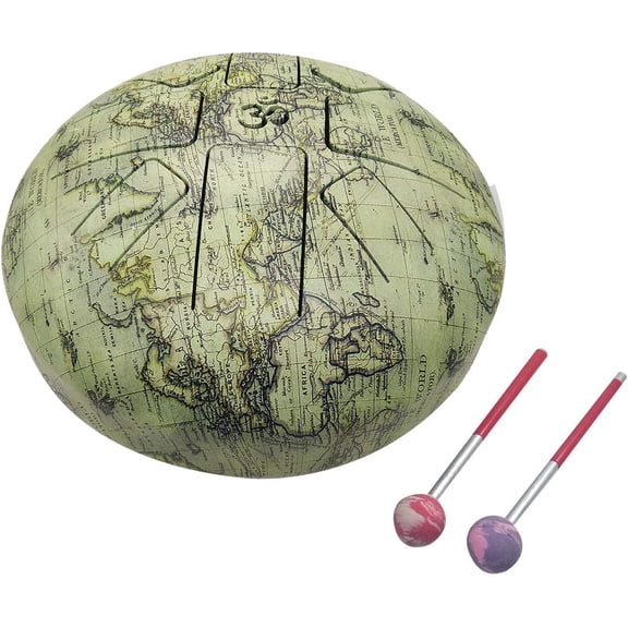 India Meets India OM Tongue Drum Tank Drum Steel Percussion Hangpan Drum Hand drum Musical Instrument with Bag and Mallets Stick (9 Inch, Light Green)