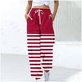 thumbnail image 2 of ABATAB Sweatpants for Women Striped Workout Active Joggers Pants Baggy Drawstring High Waisted Lounge Cinch Bottoms with Pockets, 2 of 5