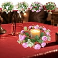 thumbnail image 7 of Artificial Small Tea Rose Candleholder Wreath Multicolor Plastic Holiday Decoration Flower Ring Valentine's Day Romantic Table Setup Christmas Home Decor Wedding Party Atmosphere Enhancement, 7 of 7