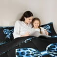 thumbnail image 5 of Homewish Cute Blue Bowtie Bedding Comforter Set 2pcs for Children Teens,Kawaii Ribbon Bow Knot Twin Comforter Sets Microfiber,Abstract Cheetah Print Breathable Bedding Set, 5 of 8