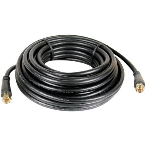 Wideskall 100 Feet 18 Gauge RG6 Double Shielded Coaxial Cable with Gold Plated Connector Black