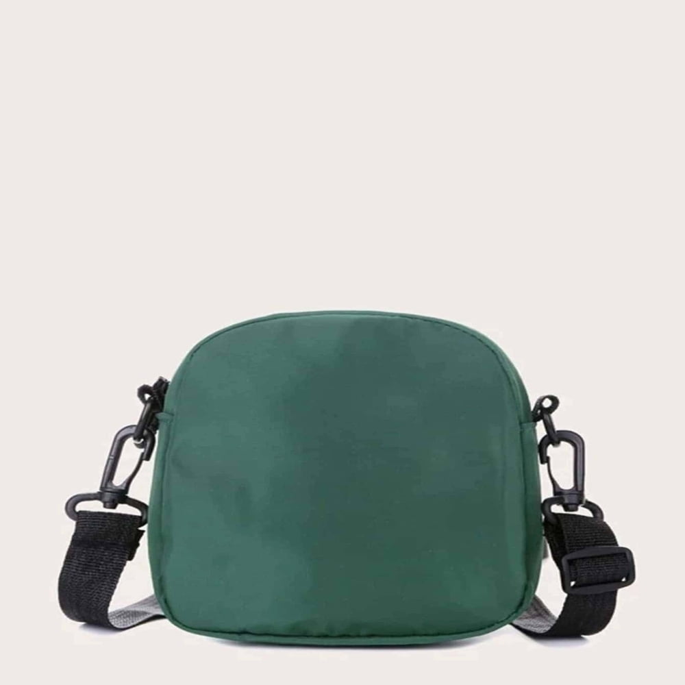 JUNWELL 1PC Multifunctional Mini Men Patch Detail Square Bag Shoulder Bag Sling Bag Casual Bag Nylon Zipper Crossbody Bag For High School Student