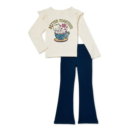 365 Kids From Garanimals Girls Graphic Tee & Flare Leg Pants Outfit Set, 2-Piece Set, Sizes 4-10