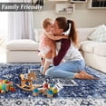 thumbnail image 5 of Washable Area Rug 6x9 Non-Slip Living Room Rug Accent Mat Vintage Distressed Floor Carpet Throw Rugs Non-Shedding Oriental Area Rug for Living Room Bedroom Office, 6’x9’, Blue, 5 of 8