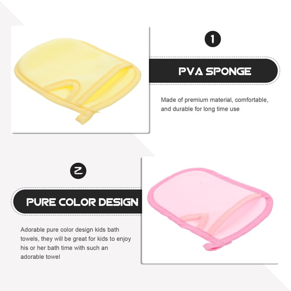 LOLIPPYY 2pcs Cartoon Scrubber Mitts Washcloths Lightweight Durable Bath Towels Pink Yellow for Daily Body Cleaning