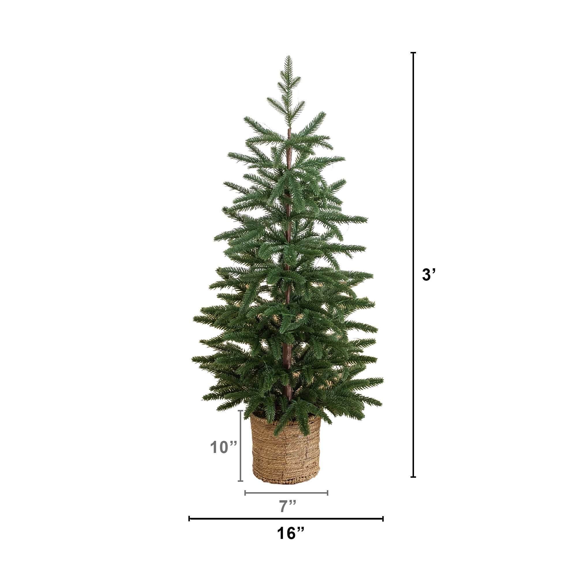 3ft. Pre-Lit Artificial Christmas Tree with 60 LED Lights in Hyacinth Basket