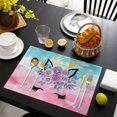 thumbnail image 3 of Purple Rose Antlers Placemats Set of 12, Abstract Art Teal Pink Fancy Flowers Placemats for Dining Table, Place Mats for Kitchen Tabletop, Waterproof Wipeable Dining Table Mats Set, 3 of 9