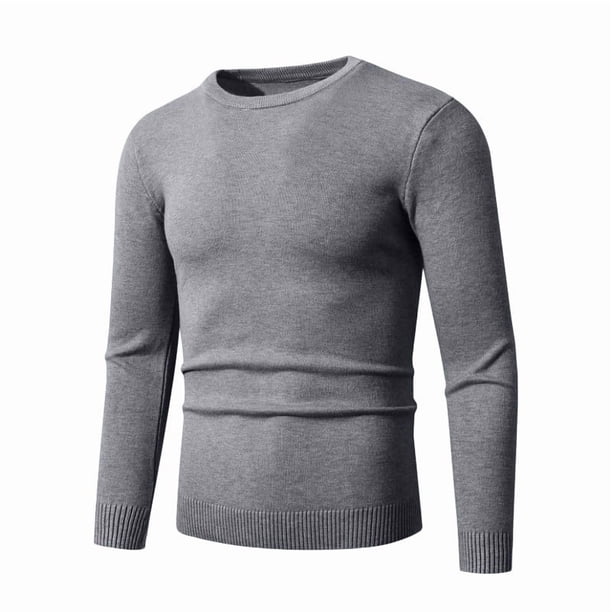 Ceisia Men's Slim Fit Crew Neck Sweater, Solid Color Knitted Pullover for Casual & Business Wear Gifts