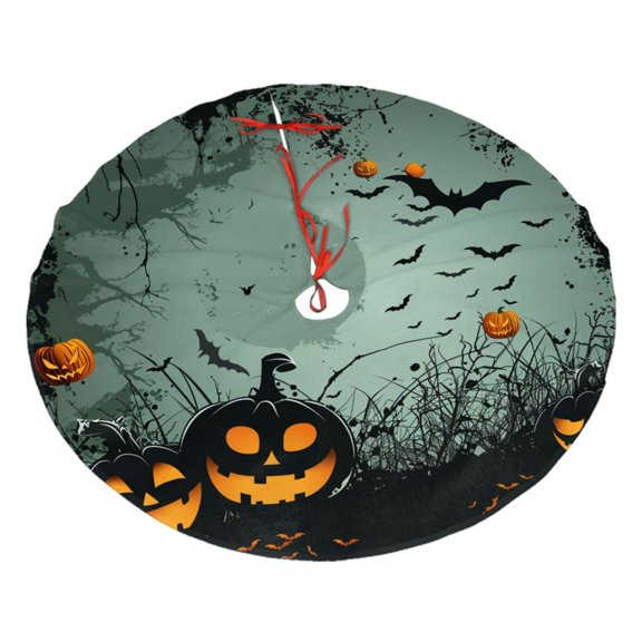 Christmas Tree Skirt 30" Halloween Night Spooky (2) Xmas Tree Skirts Mat for New Year Holiday Christmas Party Decorations