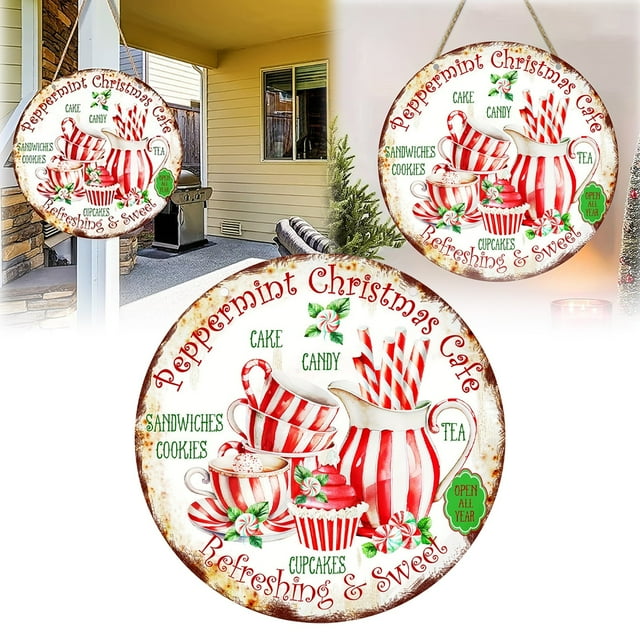 Christmas Wooden Crafts House Numbers Circular SignDescribe The Type Of Wood Used For The Doorplate And Its Manufacturing Process Such As "carefully Selected Wood Hand Carved".
