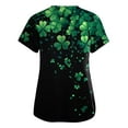 thumbnail image 2 of Print Scrub Tops Women Irish Shamrock Printed V-Neck Breathable Scrub Tops Short Sleeve Professionals Soft Stretch St. Patrick's Day T-Shirts with Pockets dark green 4X-Large, 2 of 3